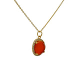 Gold necklace with red onyx and white zircons