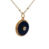 Gold necklace with stone and zircon medal "every day more" on the back