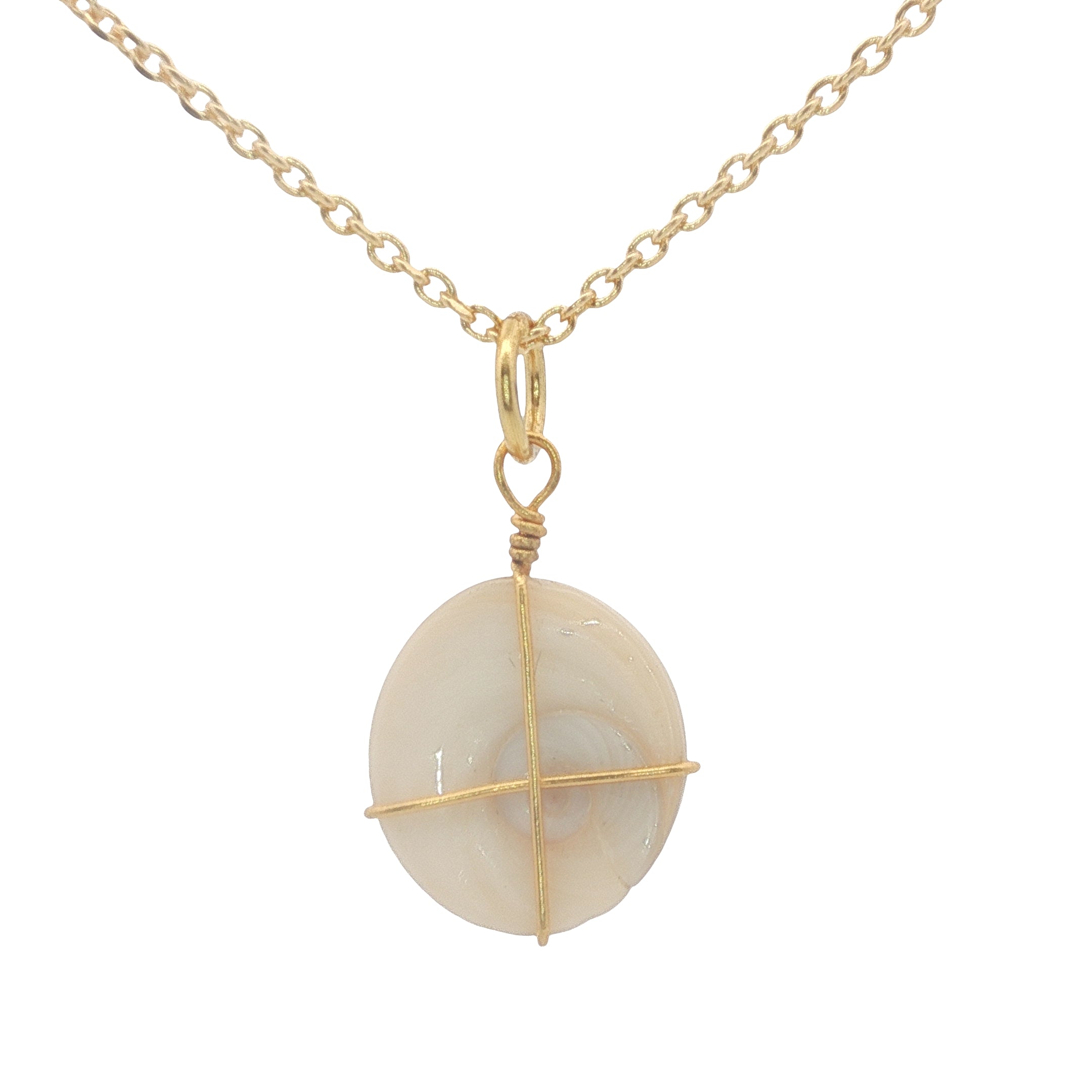Collier doré petit oeil de Sainte Lucie avec fil doré 42 cm