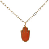 Collier doré main de Fatma en onyx rouge 60 cm