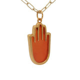 Collier doré main de Fatma en onyx rouge 60 cm