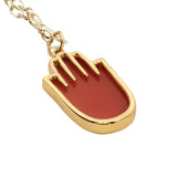 Collier doré main de Fatma en onyx rouge 60 cm