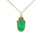 Collier doré main de Fatma en onyx verte 42 cm
