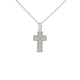 925 silver necklace with textured cross and white zircons