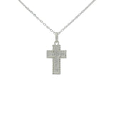 925 silver necklace with textured cross and white zircons