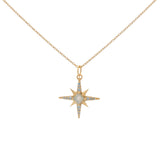 Collier doré étoile des vents avec labradorite et zircons 42 cm