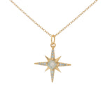 Collier doré étoile des vents avec labradorite et zircons 42 cm