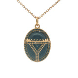 Scarab and zircon pendant necklace