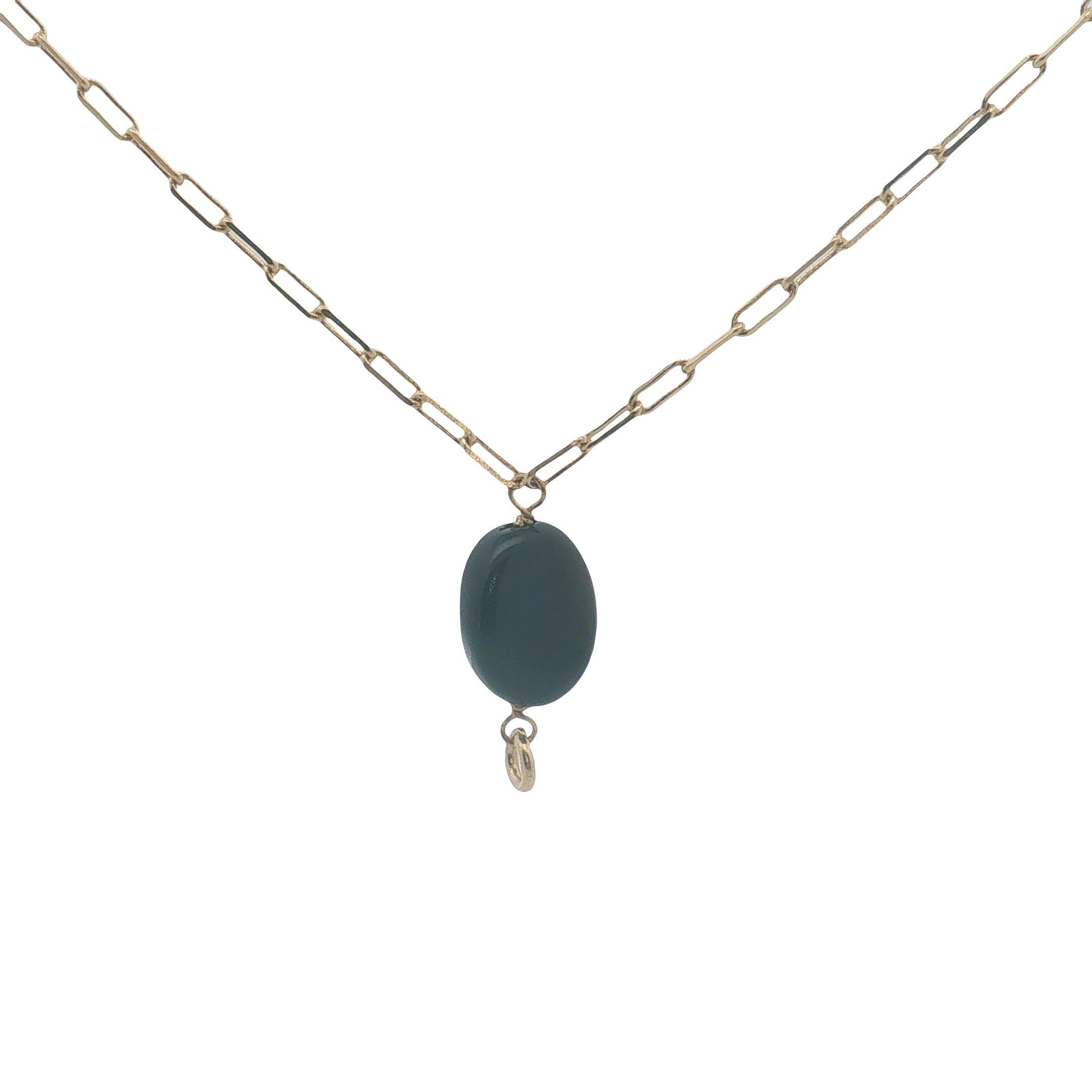 Collier doré onyx noire avec anneau pour charms 42 cm