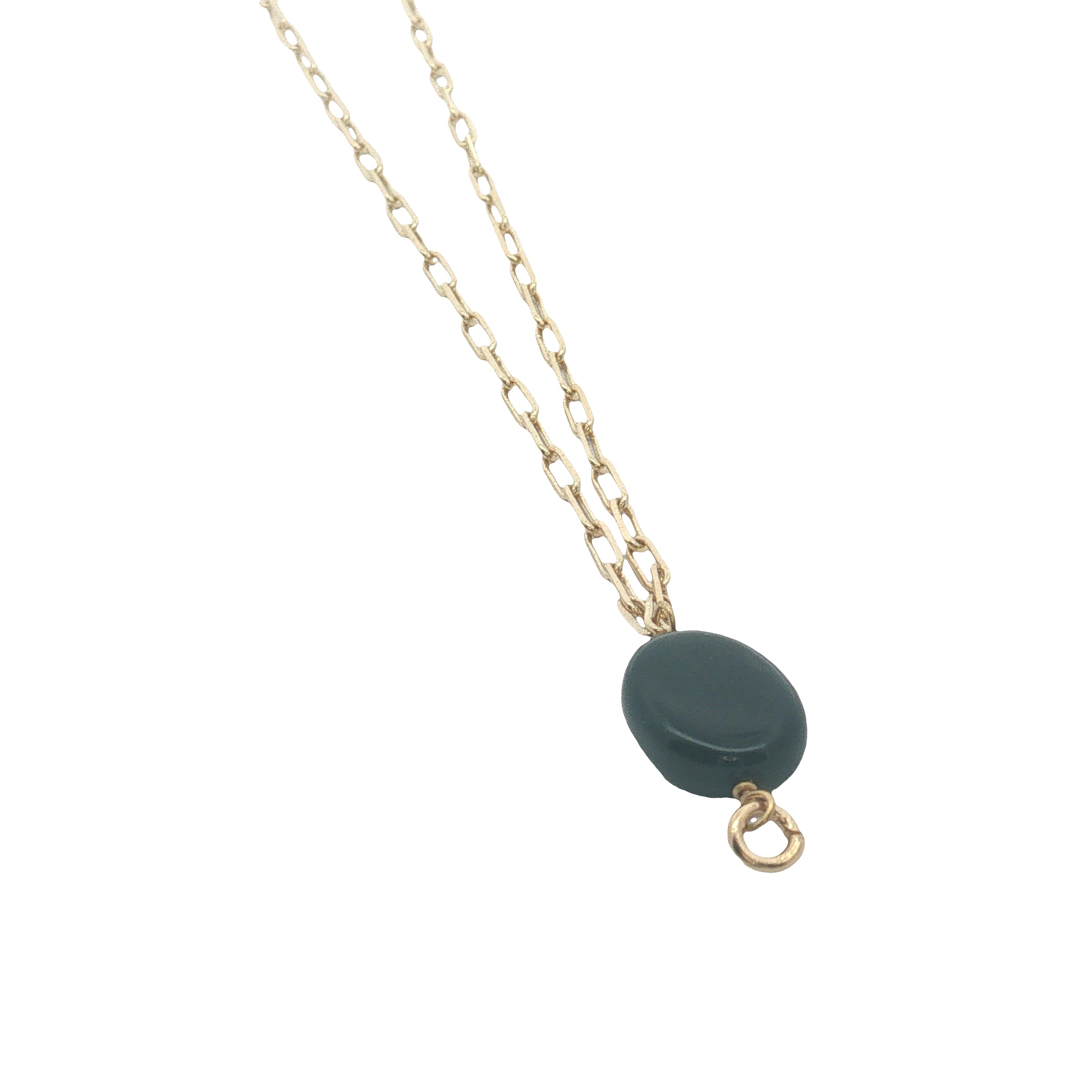 Collier doré onyx noire avec anneau pour charms 42 cm