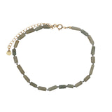 Chaine de cheville dorée avec labradorite en tubes