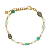 Cultured pearl, gold and stone bracelet