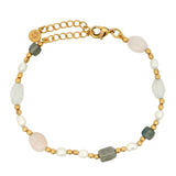 Cultured pearl, gold and stone bracelet