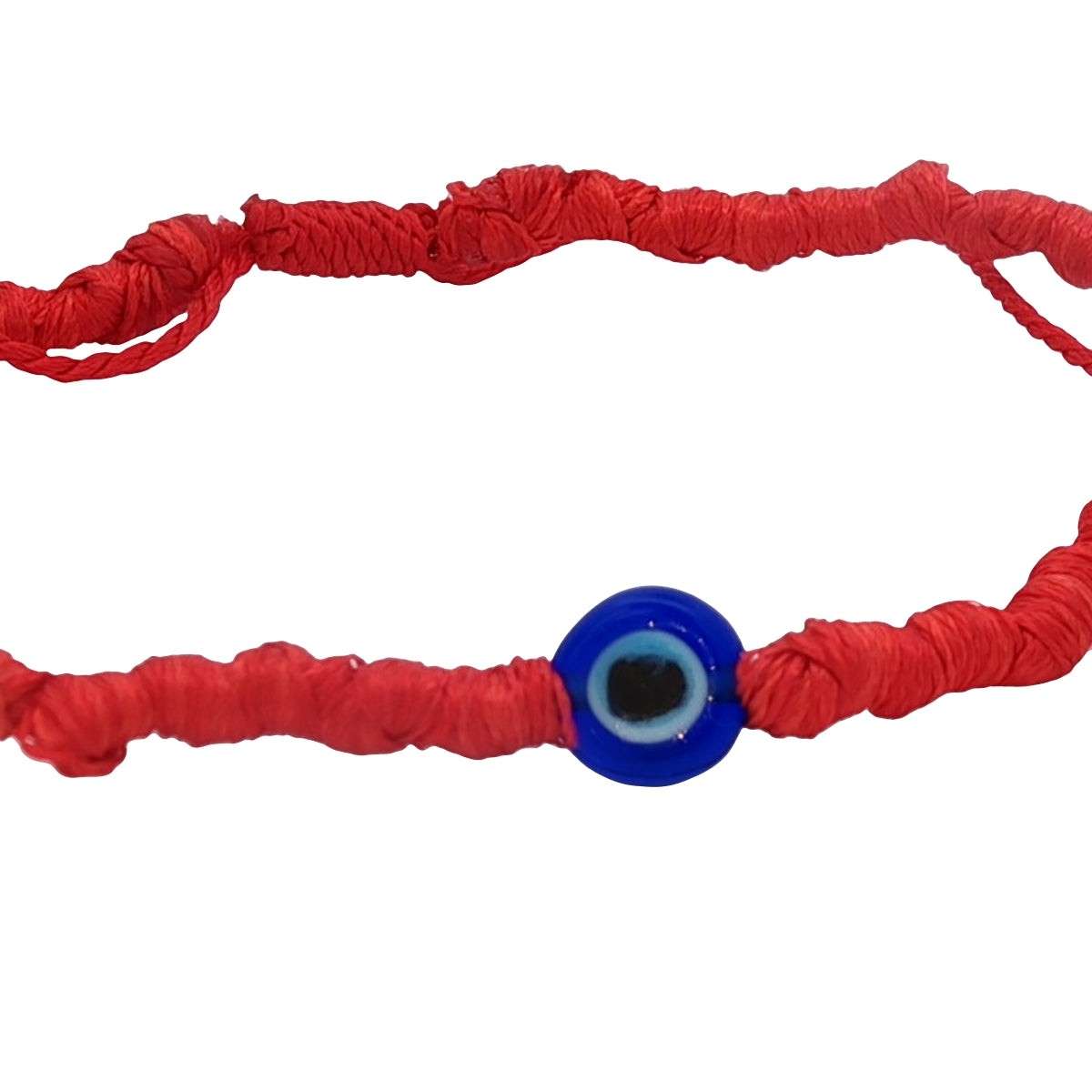 Bracelet doré cordon rouge oeil bleu en verre soufflé