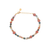 Bracelet doré mix perles de bois et fantaisie avec disques dorés