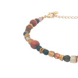 Bracelet doré mix perles de bois et fantaisie avec disques dorés