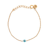 Bracelet doré petit oeil rond bleu