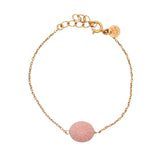 Bracelet doré fleur taillée dans une opale rose