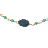 Bracelet doré pierre entourée de petites pierres facettées