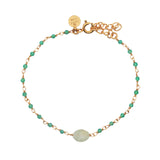 Bracelet doré pierre entourée de petites pierres facettées