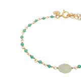 Bracelet doré pierre entourée de petites pierres facettées