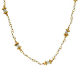 Collier doré labradorite et pierre de lune avec couronnes dorées 44 cm