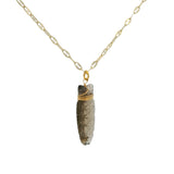 Collier doré poisson en quartz fumé 60cm
