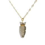 Collier doré poisson en quartz fumé 60cm