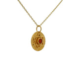 Collier doré médaille étoile de David avec onyx rouge 42 cm