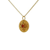 Collier doré médaille étoile de David avec onyx rouge 42 cm