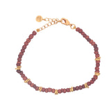 Bracelet doré perles en bois de santal avec disques dorés