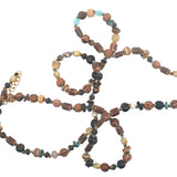 Wooden and turquoise pearl necklace