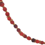 Collier doré perles en agate rouge disques dorés 46 cm