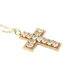 Collier doré croix avec prehnite 60 cm