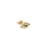 Boucles d'oreilles dorées puces oeil avec onyx verte