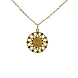 Collier doré médaille ajourée oeil et zircons noirs 42cm