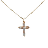 Collier doré croix pavage zircons 60 cm