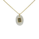 Collier doré pierre de lune ovale avec rectangle labradorite 42 cm