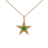 Collier doré étoile en onyx verte avec zircons blancs 42cm