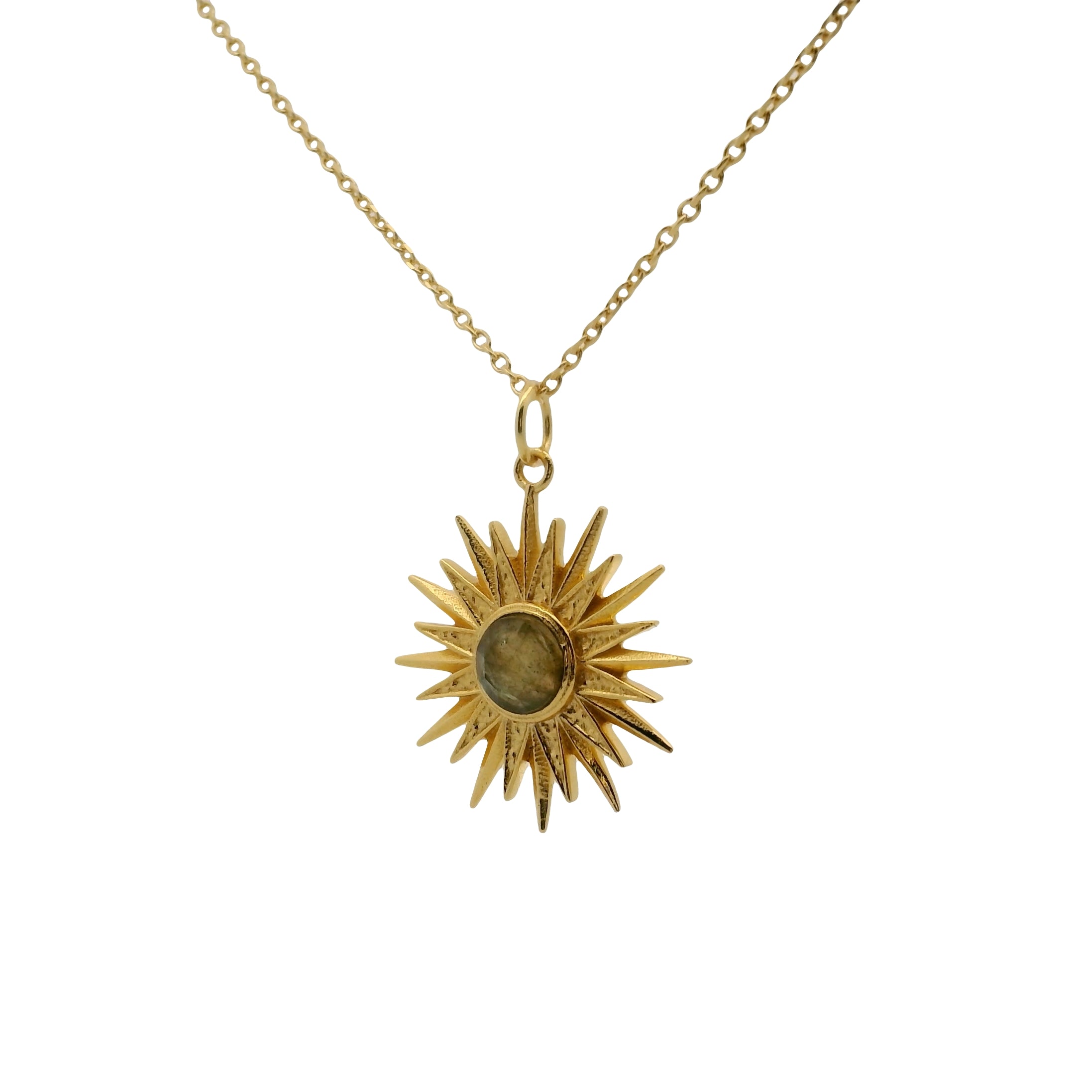 Collier doré soleil avec labradorite 42 cm