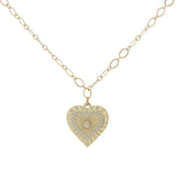 Collier doré coeur avec rayons et zircons 50 cm