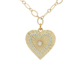Collier doré coeur avec rayons et zircons 50 cm