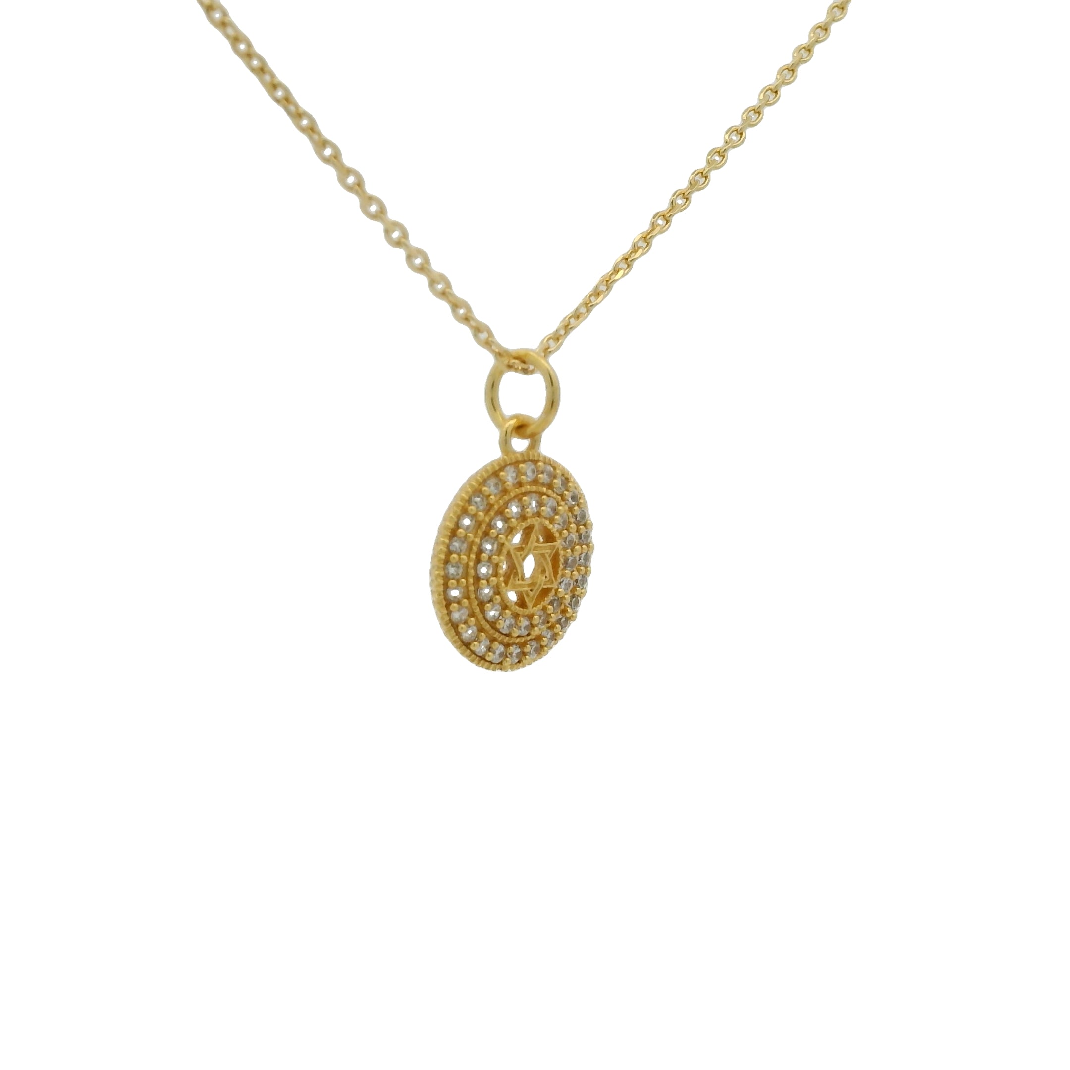 Collier doré médaille étoile de David avec zircons 42 cm