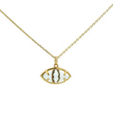 Gold necklace with eye and stone pendant