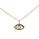 Gold necklace with eye and stone pendant