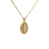 Collier doré médaille main de Fatma nacre et zircons 50 cm