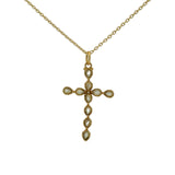 Gold necklace with cross and drop stones