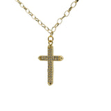 Collier doré maille jaseron et croix sertie de zircons blancs 50cm