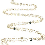 Sautoir Bola doré boule cratère onyx verte et prehnite 110 cm