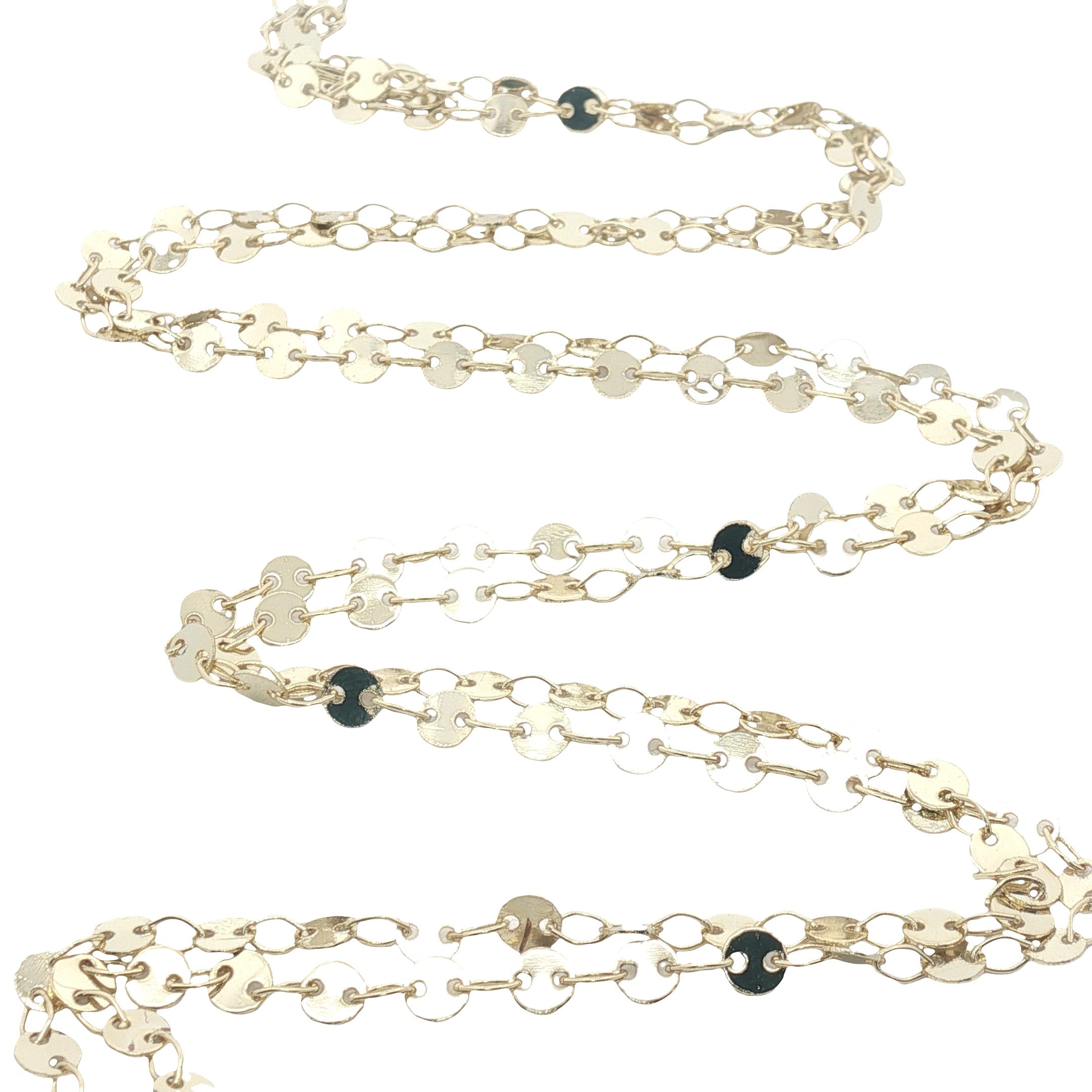 Sautoir Bola doré boule cratère onyx verte et prehnite 110 cm